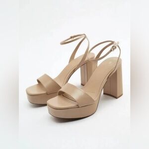 Zara nude platforms (wide ankle)
